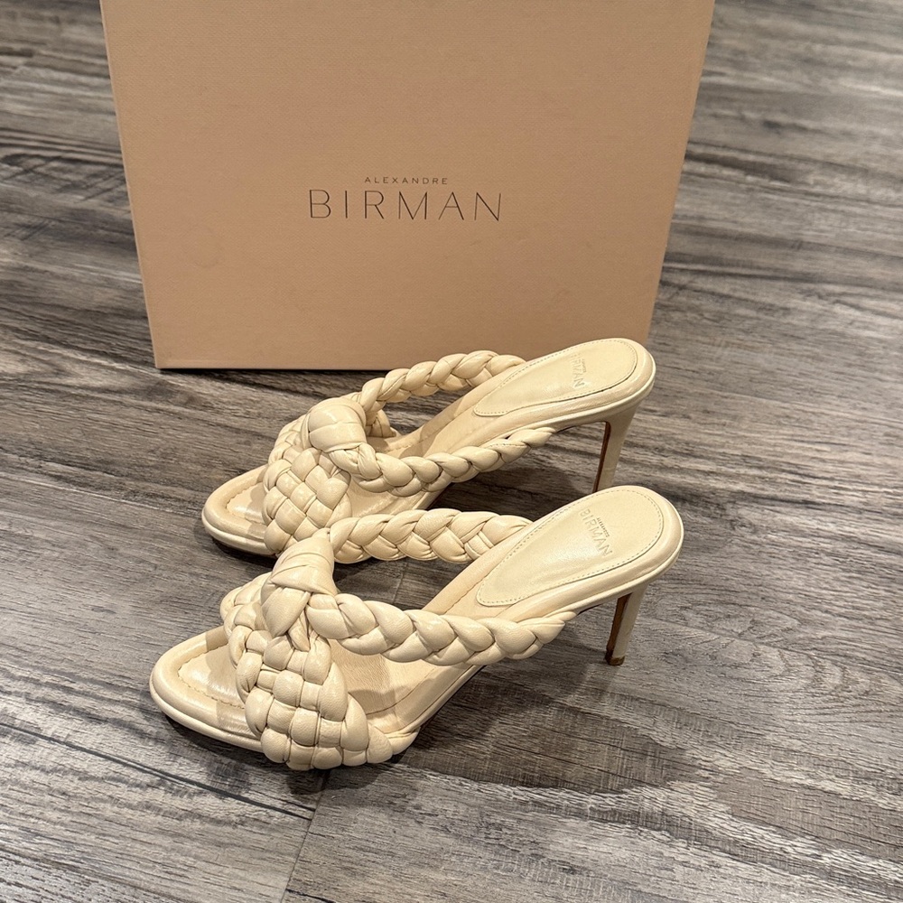Alexandre Birman Women’s Carlotta Eggshell Leather Mules Shoes Sandals Size 39 - Picture 2 of 16